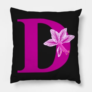 Fonts n Flowers with the Letter D by MarcyBrennanArt Pillow