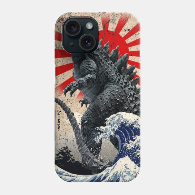 Godzilla and the Great Wave Phone Case by DavidLoblaw