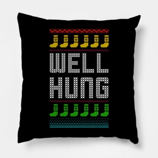 well hung ugly christmas sweater Pillow