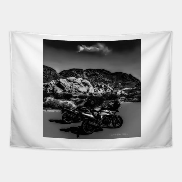 Desert Riders - Black and White Tapestry by davidbstudios