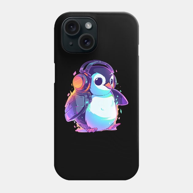 Cooler Penguin With Headphones Phone Case by pako-valor