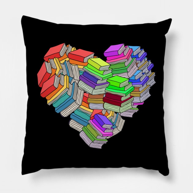 Book Hearted Literature Avid Reading Lovers Books Heart Gift Pillow by YouareweirdIlikeyou