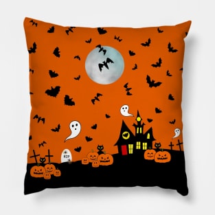 SPOOKY Season Happy Halloween Haunted House Pillow