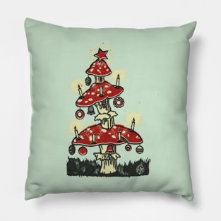Vintage Fairy Mushroom Christmas Tree Pillow