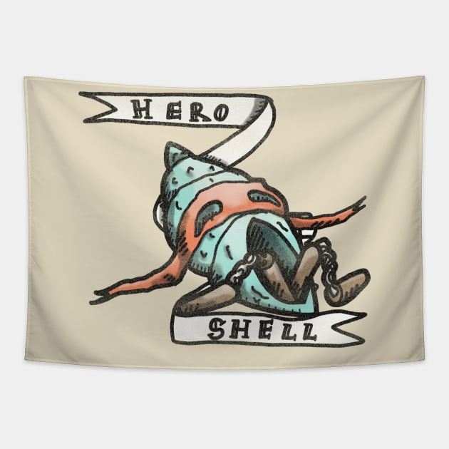 Hero shell! - vintage 90s shirt - parody super hero design Tapestry by DopamineDumpster