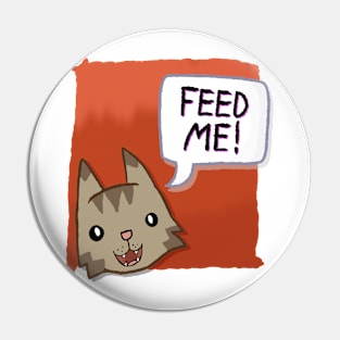 Feed Me! [Mackerel Tabby Cat With A Red Background] Pin