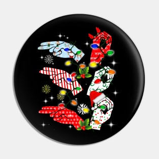 Ho Ho Ho Sign Language Xmas Gift For Deaf Pride Pin