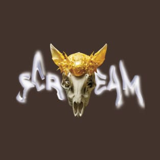 gold skull scream halloween artwork T-Shirt