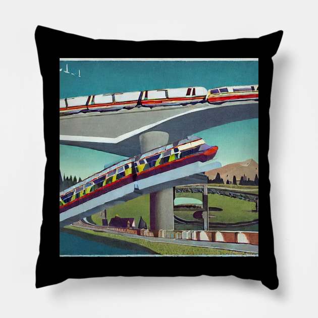 Monorail 1971 (Retro Vintage look) Pillow by Prints Charming