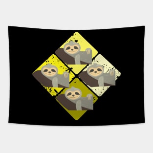 Cute Sloth Retro Tapestry