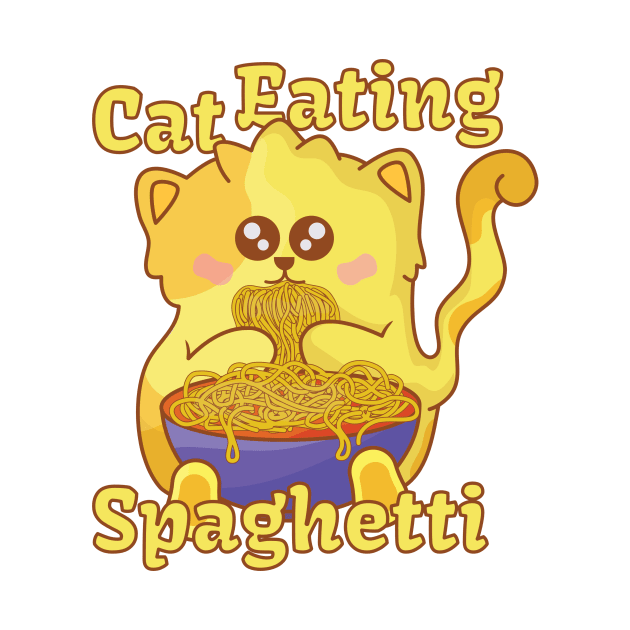 Cat Eating Spaghetti - Cat Cute by fandriasiswara