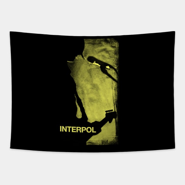 Interpol || Yellow Retro Fan Art Design Tapestry by Roy Pogung