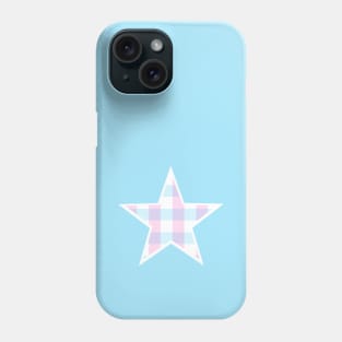 Pastel Blue and Pink Buffalo Plaid Star Phone Case