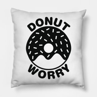 Donut Worry - Black Pillow