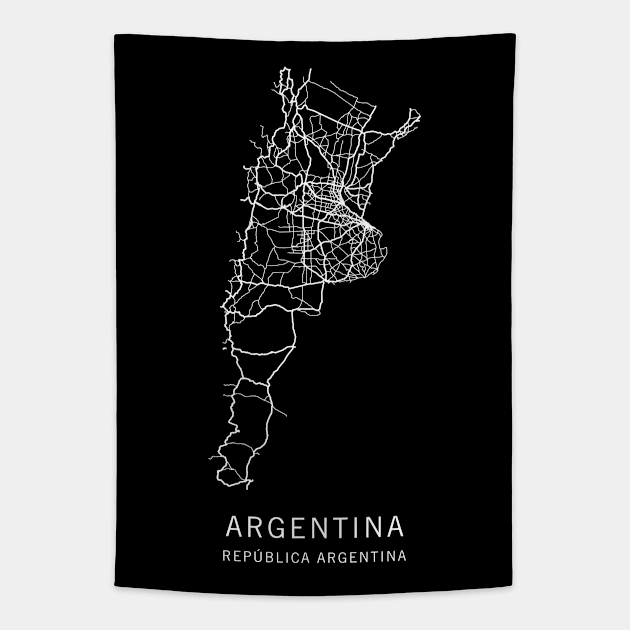 Argentina Road Map Tapestry by ClarkStreetPress