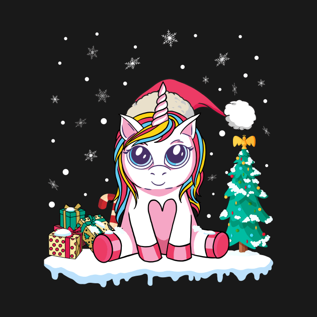 Cute Unicorn Christmas Shirt Girls Kids Women Xmas Toddler Tee by fcmokhstore