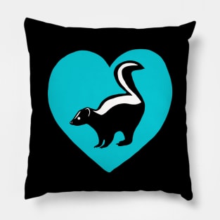 Skunk Blue Heart for Skunk Lovers Pillow