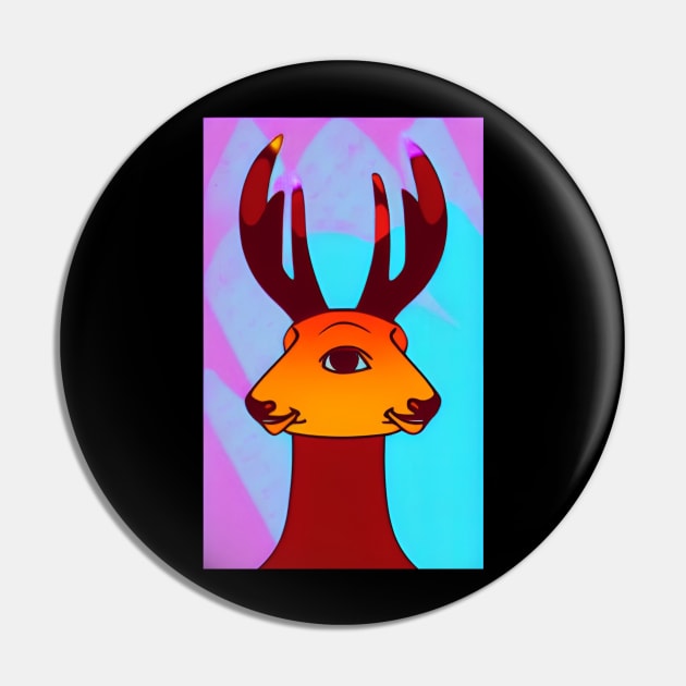 Funky Rain deer Pin by Gizi Zuckermann Art