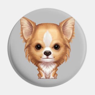 Fawn & White Long Coat Chihuahua Pin