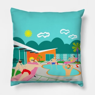 Retro Gay Pool Party Pillow