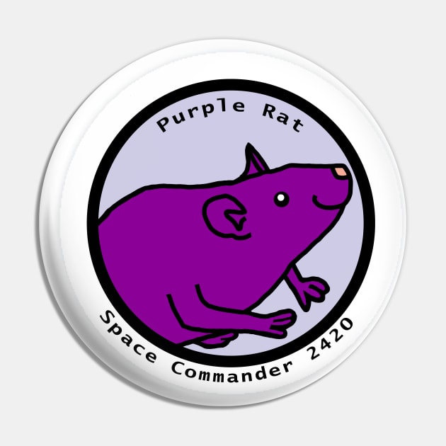 Portrait of Space Commander Purple Rat Pin by ellenhenryart