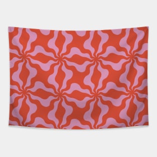 Retro Orange Pink Abstract 70s Pattern Tapestry