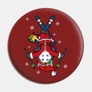 Unicorn Santa Skiing Christmas Pin