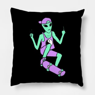 Alien Skateboarding Pillow