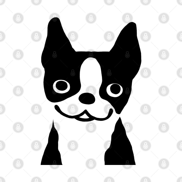 Boston Terrier Smiling Face by Coffee Squirrel