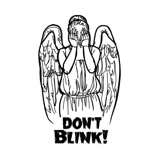 Don't Blink Winking Angel Bad Line Art by CatsandBats