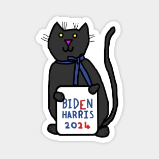 Cat with Biden Harris 2024 Sign Magnet