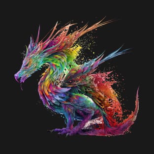 Rainbow Inferno - A Fiery Dragon of Many Colors T-Shirt