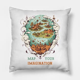 Map Your Imagination Fantasy Vintage Map Pillow