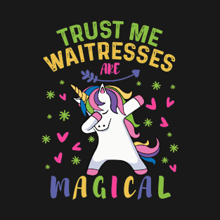 Cute Dabbing Unicorn Waitress Gift T-Shirt