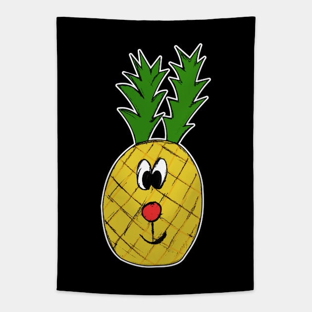 Christmas Rudolf Reindeer Pineapple Funny Tapestry by doodlerob