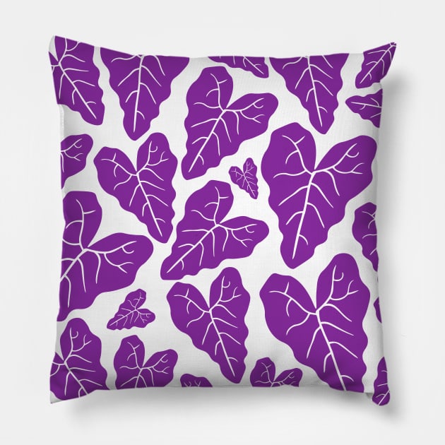 Purple veiny heart shaped plant leaves pattern Pillow by Baobabprintstore