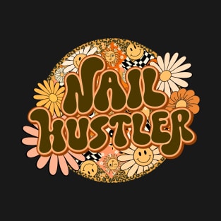 Nail Hustler Retro Groovy Floral Leopard T-Shirt