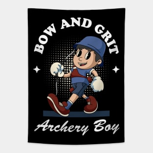Archery Boy Retro Mascot Tapestry