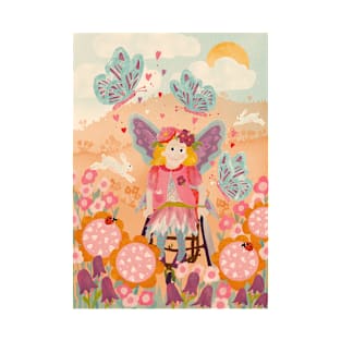 Beautiful Butterfly Fairy in a Woodland Wheelchair T-Shirt