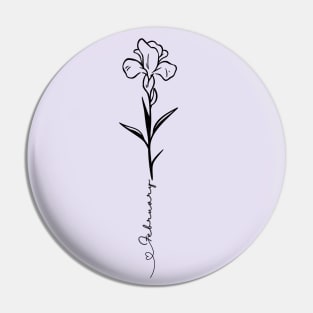 Minimalist Boho Line Art Drawing Iris February Birth Flower Pin