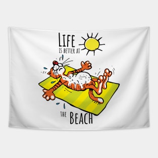 Summer Tiger, Life is Better at the Beach Tapestry