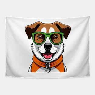 Cute dog with glasses Tapestry