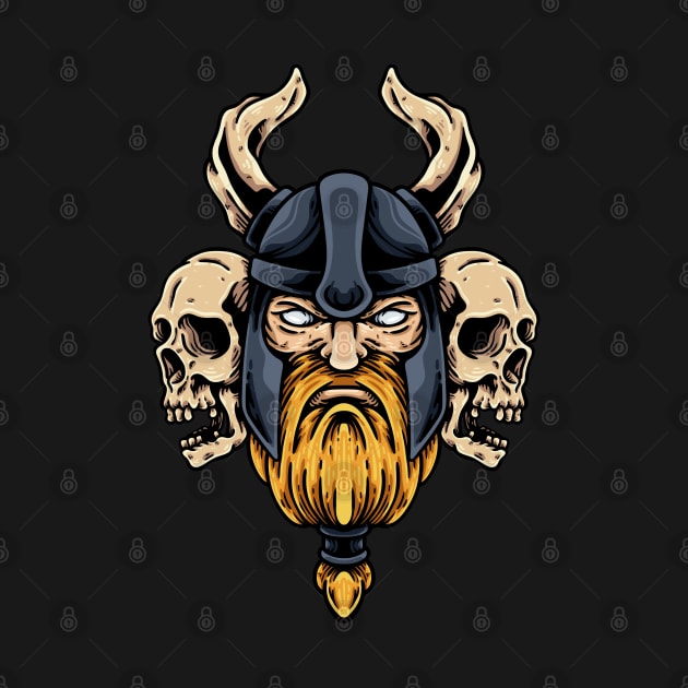 Viking Chief And Skulls by andhiika