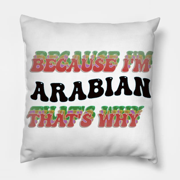 BECAUSE I AM ARABIAN - THAT'S WHY Pillow by elSALMA