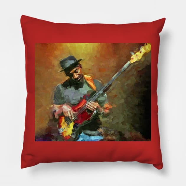 marcus miller Pillow by IconsPopArt