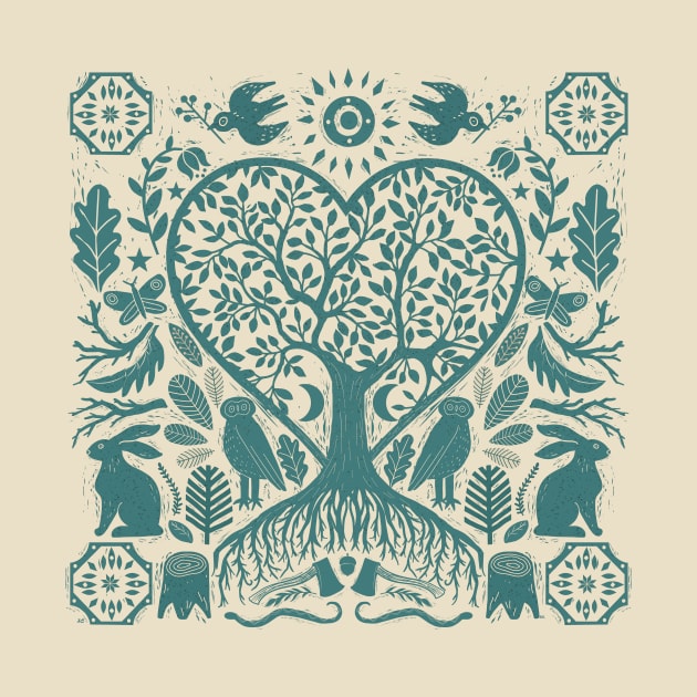 Rustic Early American Tree Of Life Woodcut by LittleBunnySunshine