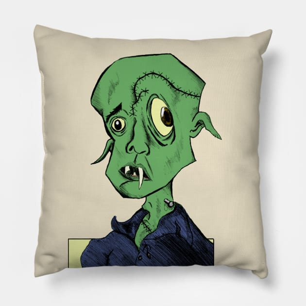 Frankenstein's monster Pillow by Patsi Nahmi Designs