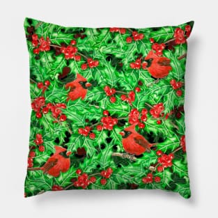 Cardinals and holly berry Pillow