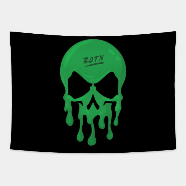 ROTN drippy skull - green Tapestry by w0dan