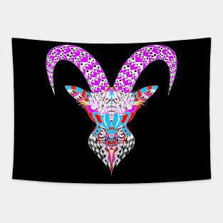 the goat in bright natural colors in ecopop zentangle devil art Tapestry